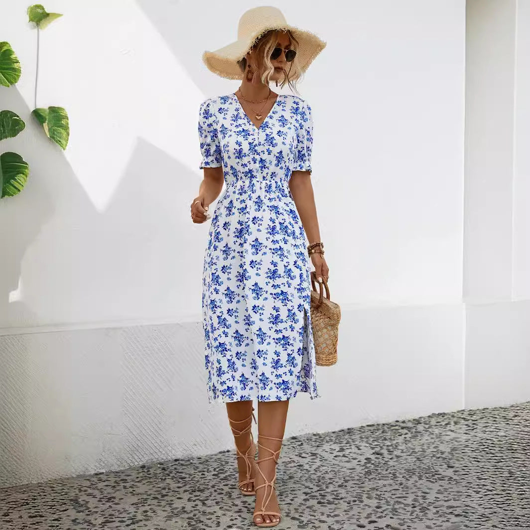 Damen Maxikleid mit verspieltem floralem Design und praktischen Bindebändern WW