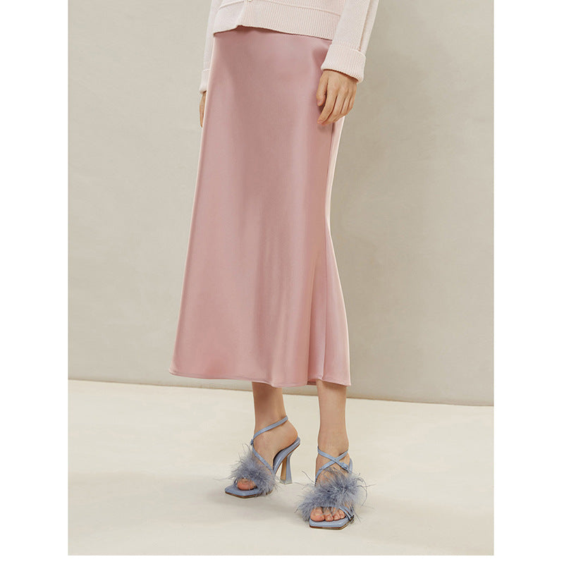 Damen A-Linie Satin Midi Rock WW