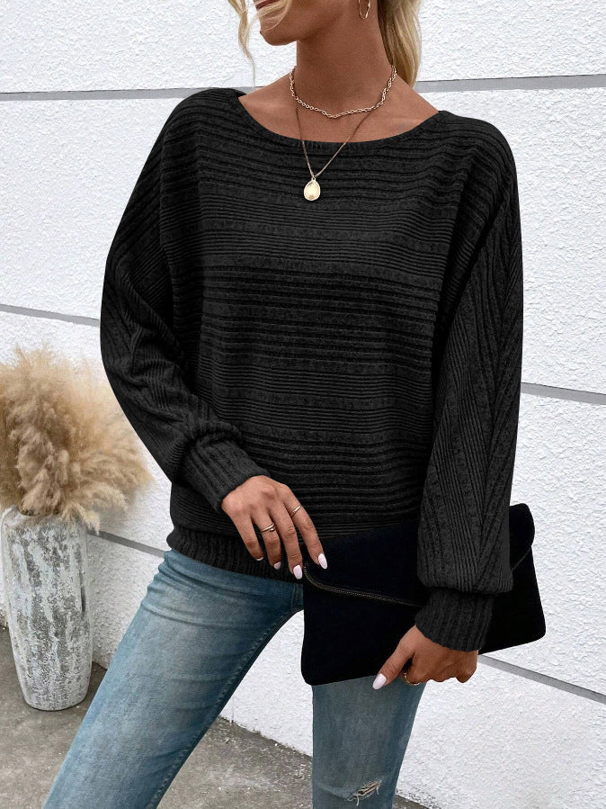 Frauen Stilvoll Strick Batwing Pullover WW