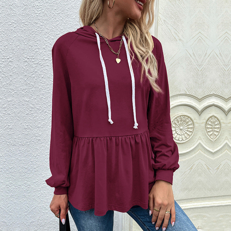 Damen Kapuzenpullover mit schicker Rüsche WW