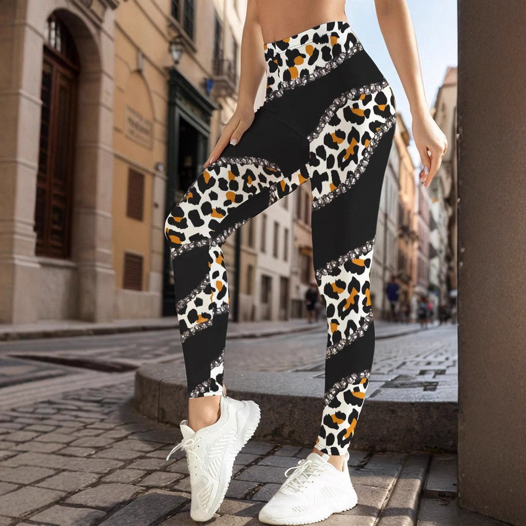 Damen Sportliche Leggings mit floralen Akzenten und hohem Bund WW