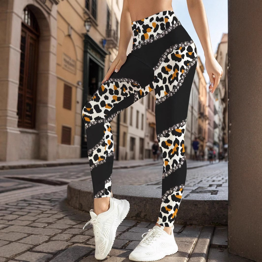 Damen Sportliche Leggings mit floralen Akzenten und hohem Bund WW