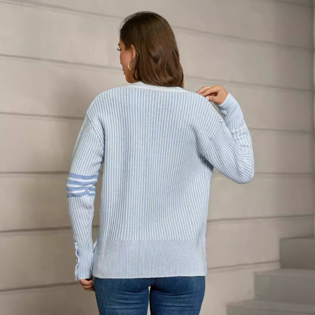 Damen modische Strickjacke mit Knopfdetails und praktischen Taschen WW