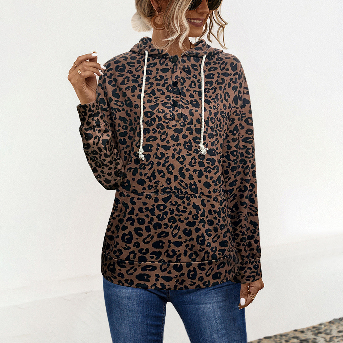 Damen Kapuzenpullover mit exklusivem Tiermuster und bequemer Passform WW