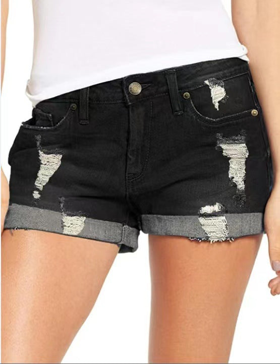 Damen trendige Destroyed Jeans-Shorts WW