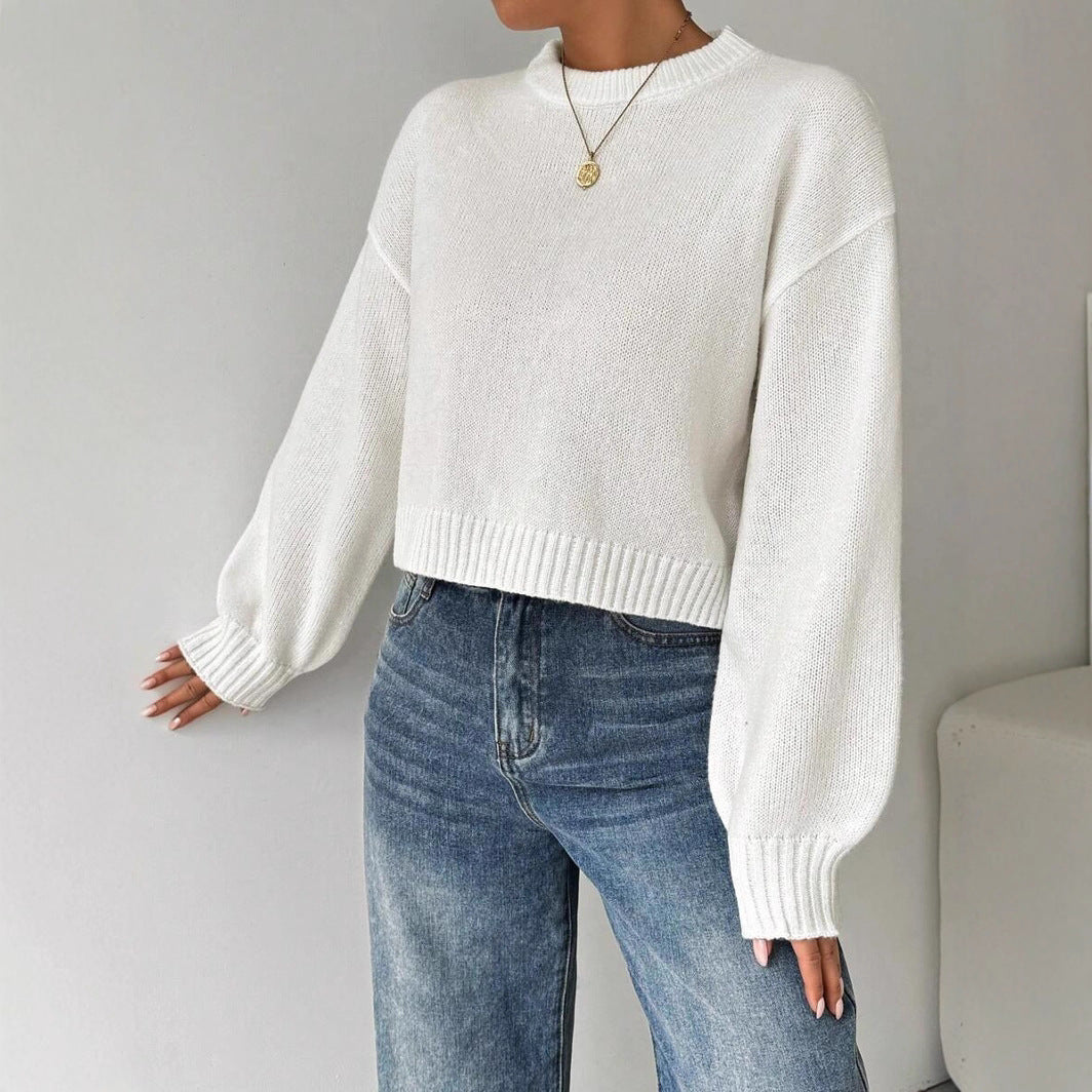 Damen modischer Oversized-Pullover mit lässigem Schnitt und breiten Ärmeln WW