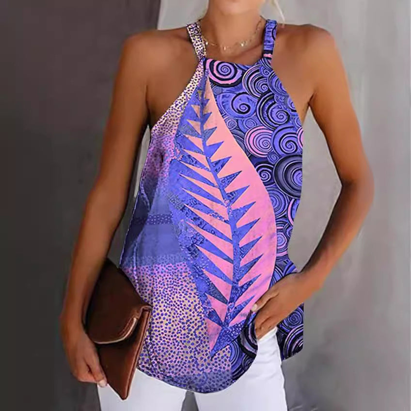 Damen ärmelloses Oberteil mit kreativem Foliendesign WW