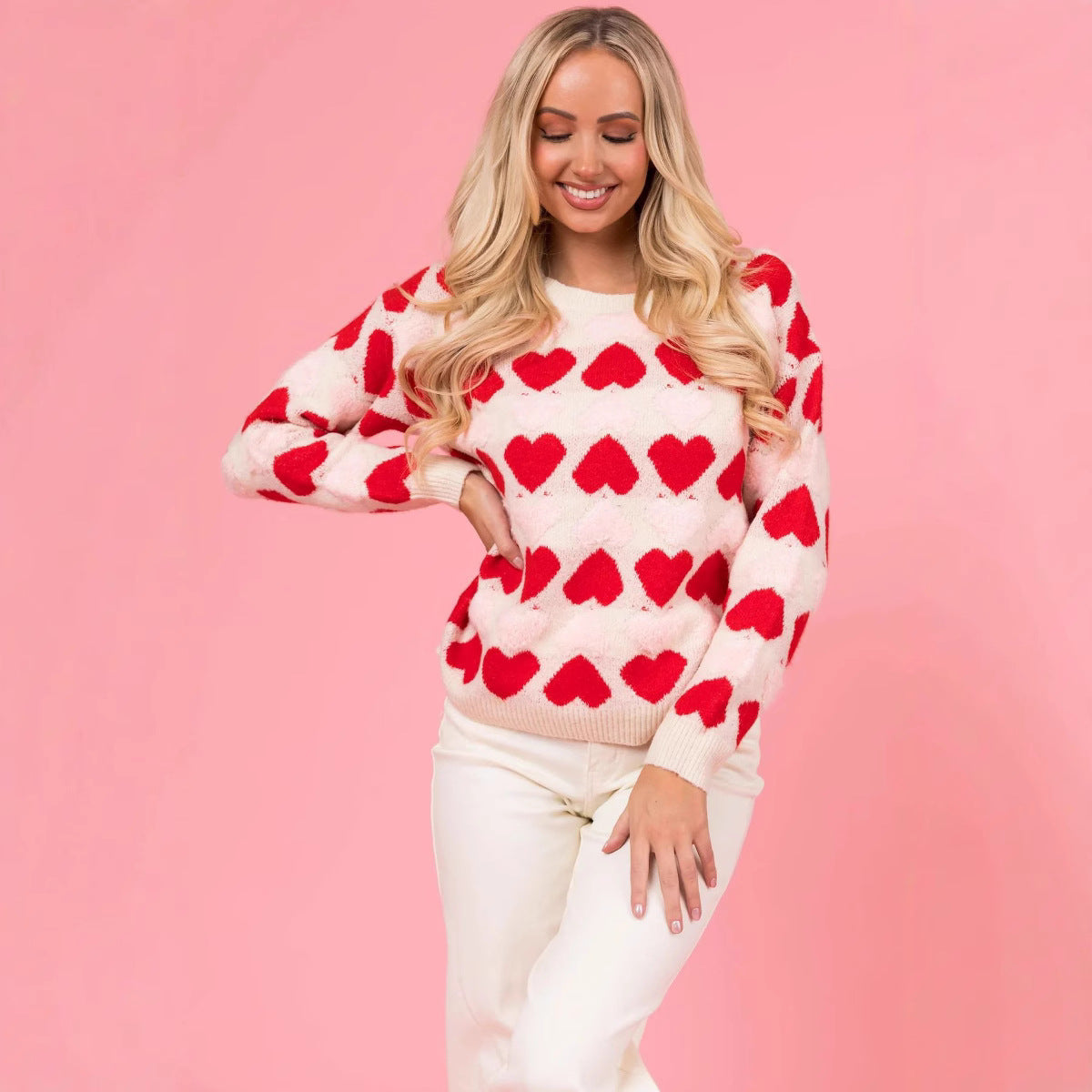 Damen Kuscheliger Pullover mit Herzmotiv WW