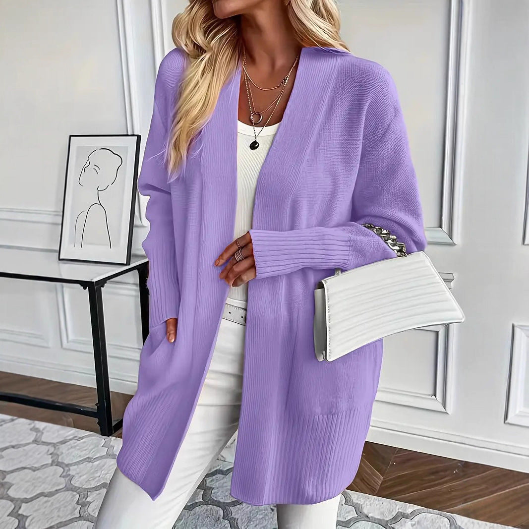 Damen Strickjacke mit offenem Schnitt und Rippstruktur WW