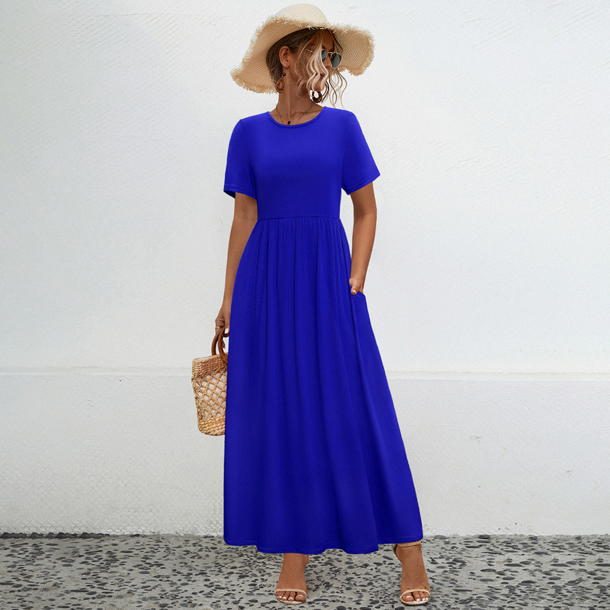 Damen Maxikleid mit Taschen und elastischem Bund WW