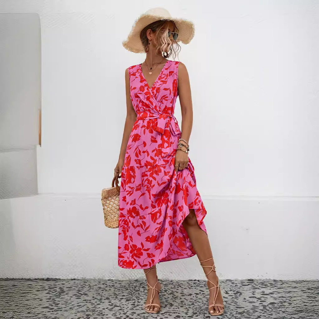 Damen Maxikleid mit verspieltem floralem Design und praktischen Bindebändern WW
