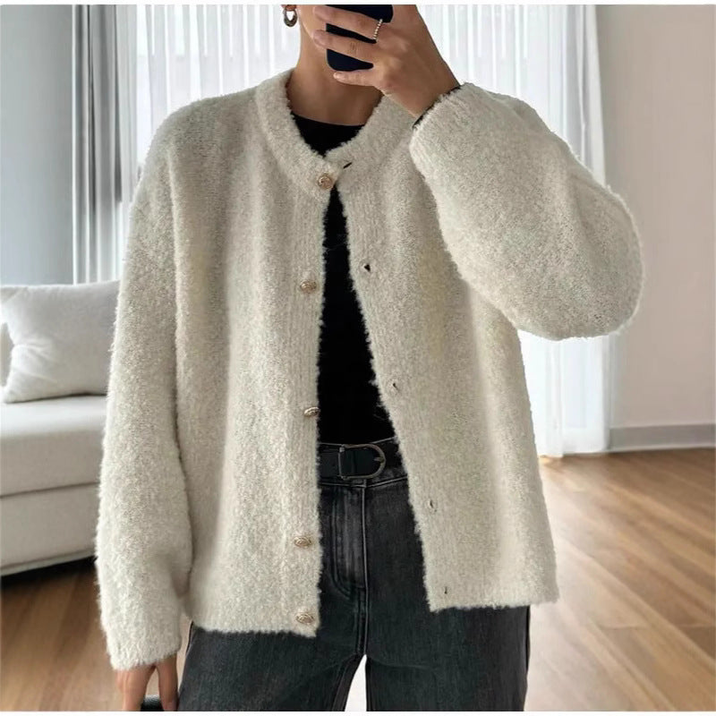 Damen Fluffiger Boucle-Pullover WW