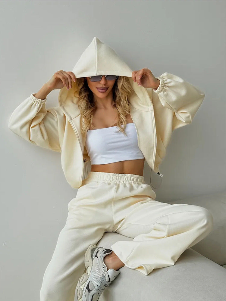 Damen lässiges Lounge-Set mit Hoodie und weiten Hosen WW