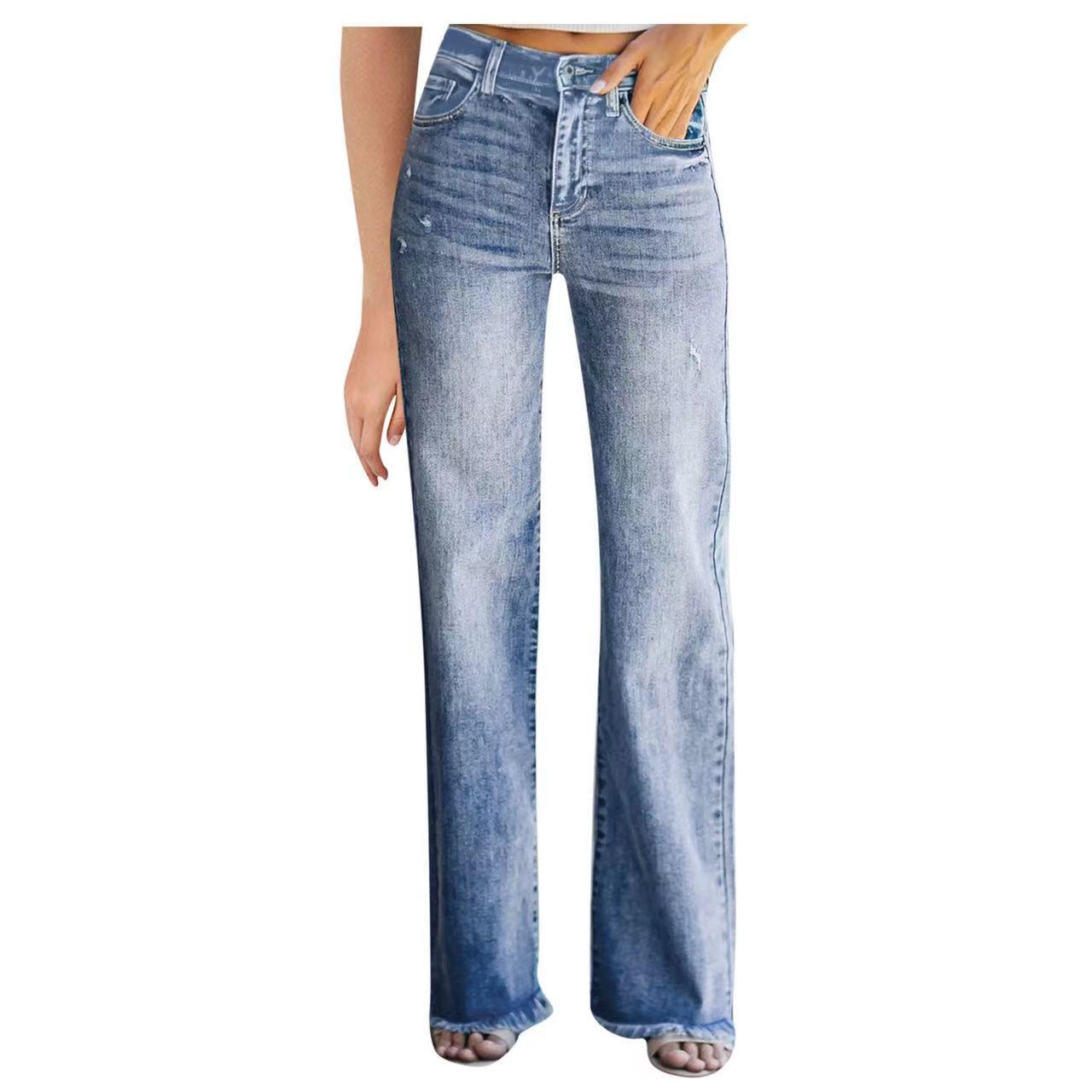 Damen Klassische und bequeme High-Waist Jeans WW