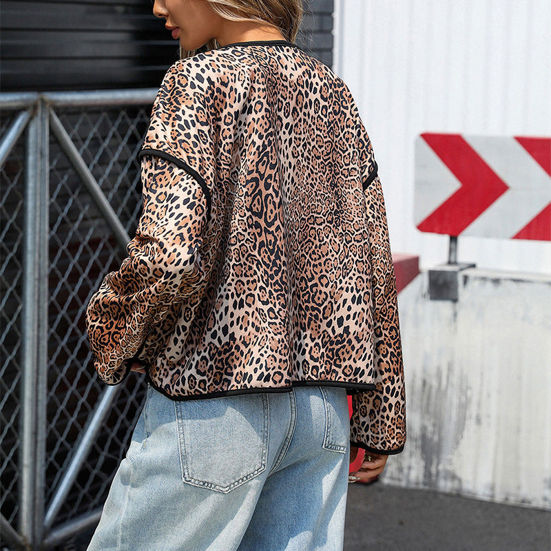 Damen sportliche Jacke im trendigen Animal-Print mit Taschen WW