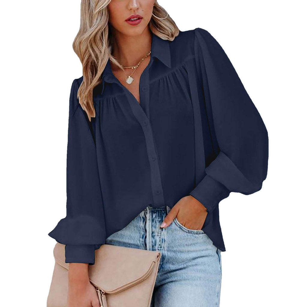 Damen Elegante Bluse mit Puffärmeln und Knopfdetails WW