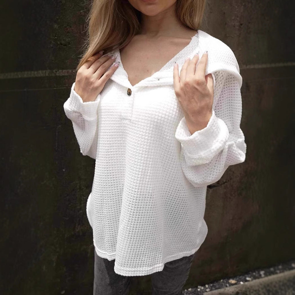 Damen lässiger Kapuzenpullover mit Knopfdetails WW