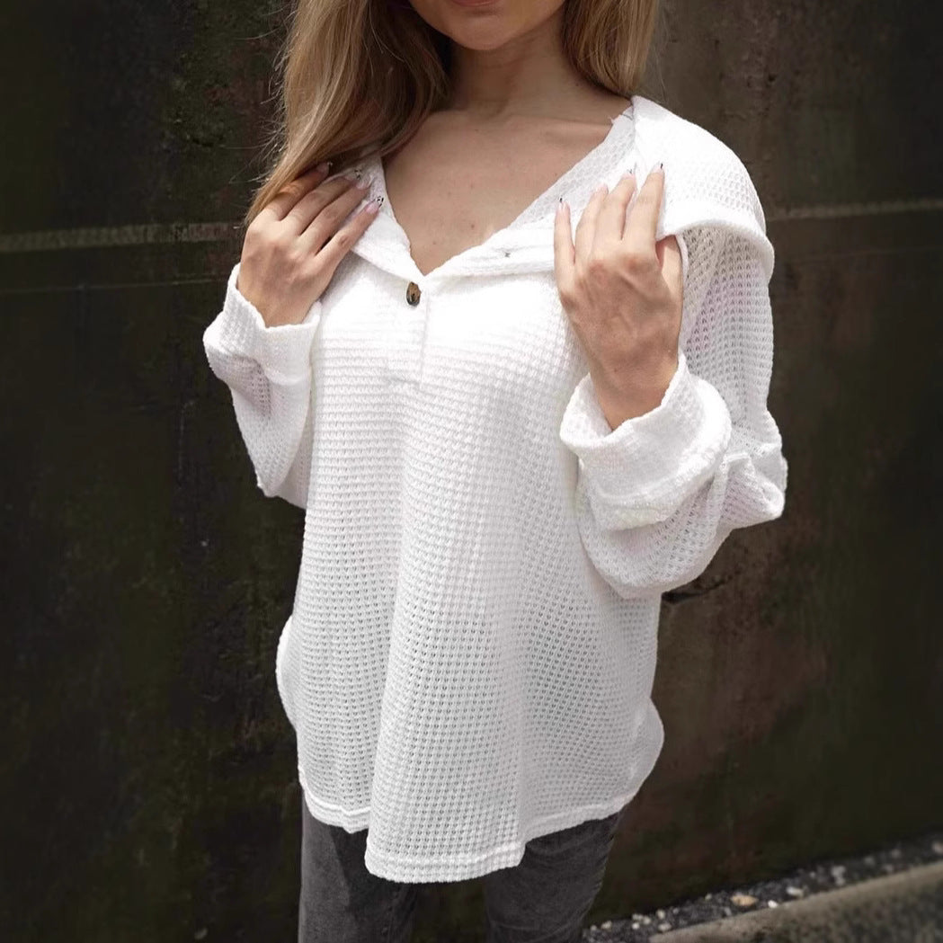 Damen lässiger Kapuzenpullover mit Knopfdetails WW