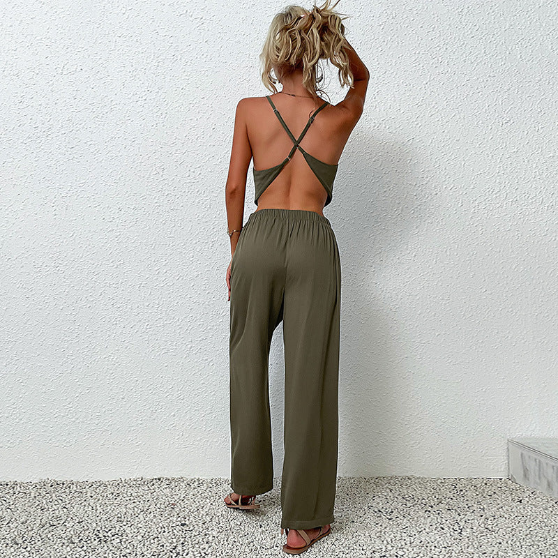 Damen Urbane Jumpsuit mit weitem Bein und flutterndem Oberteil WW