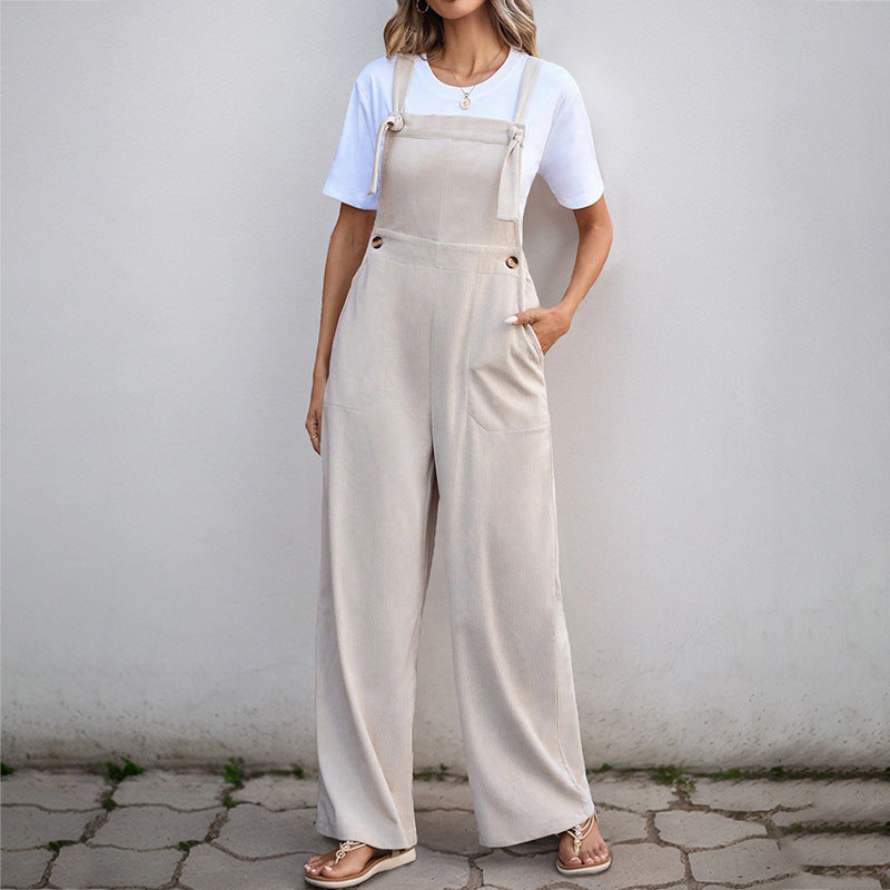Damen Lässiger Overall mit weitem Bein und verstellbaren Trägern WW