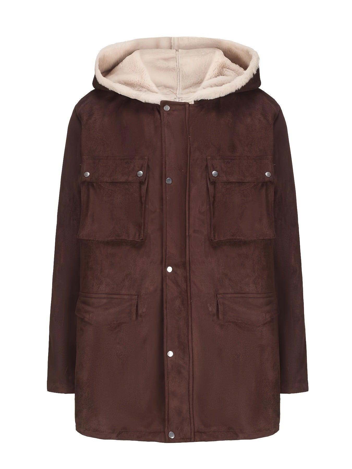 Damen Utility-Jacke mit warmem Teddy-Futter und praktischen Reißverschlusstaschen WW