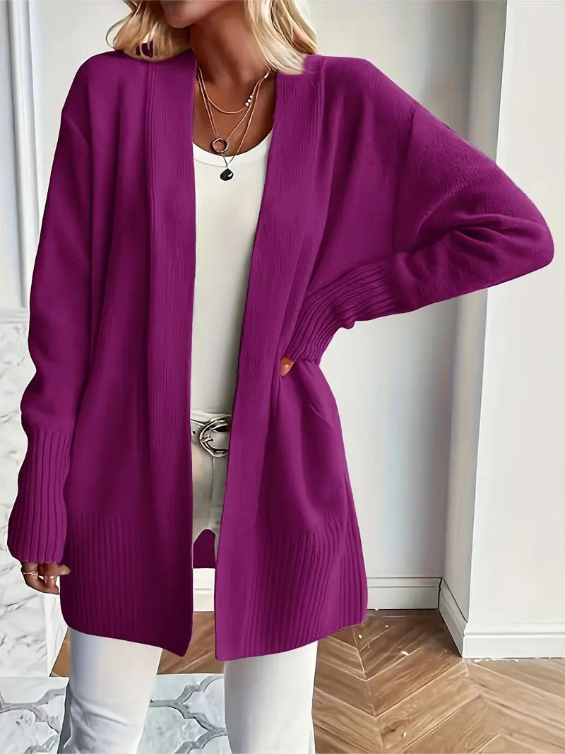 Damen Strickjacke mit offenem Schnitt und Rippstruktur WW
