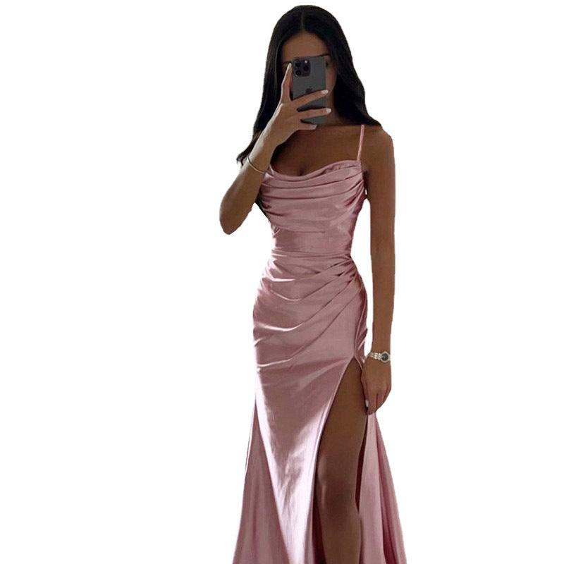 Damen Maxikleid mit schickem Seitenschnitt und eleganter Drapierung WW