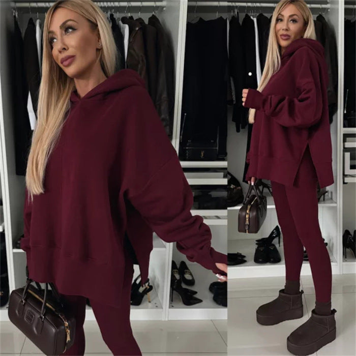 Damen modischer Kapuzenpullover mit Leopardenmuster und oversized Schnitt WW