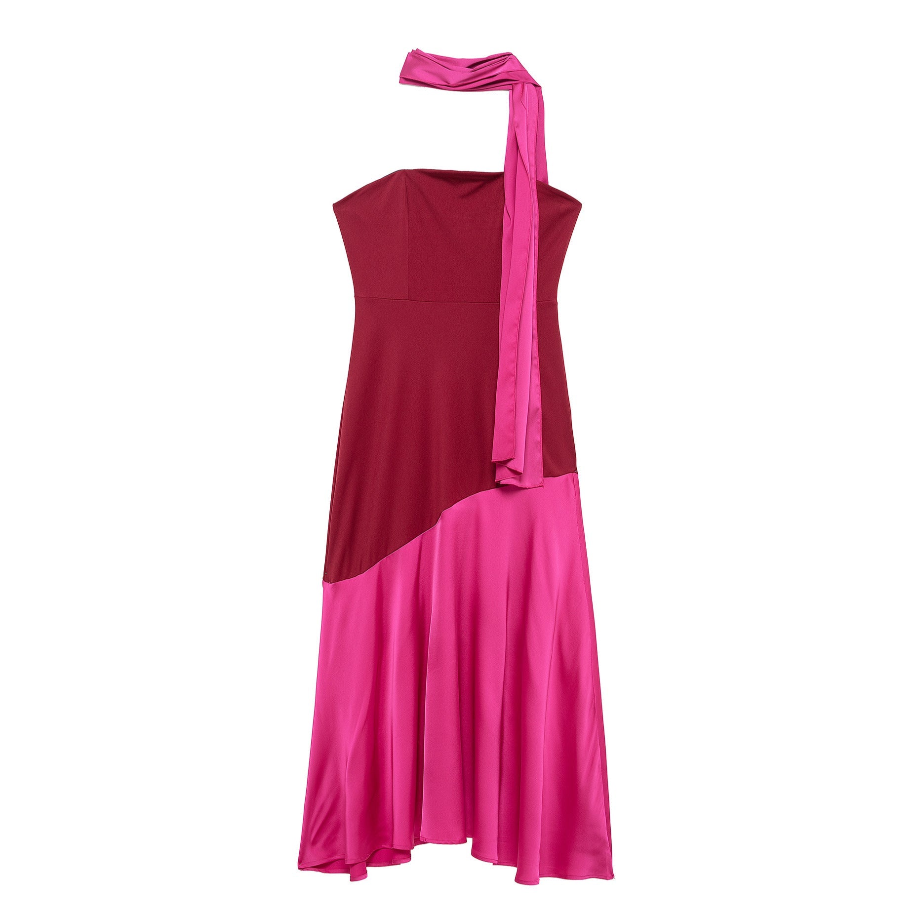 Damen Abendkleid mit asymmetrischem Schnitt und elegantem Überwurf WW