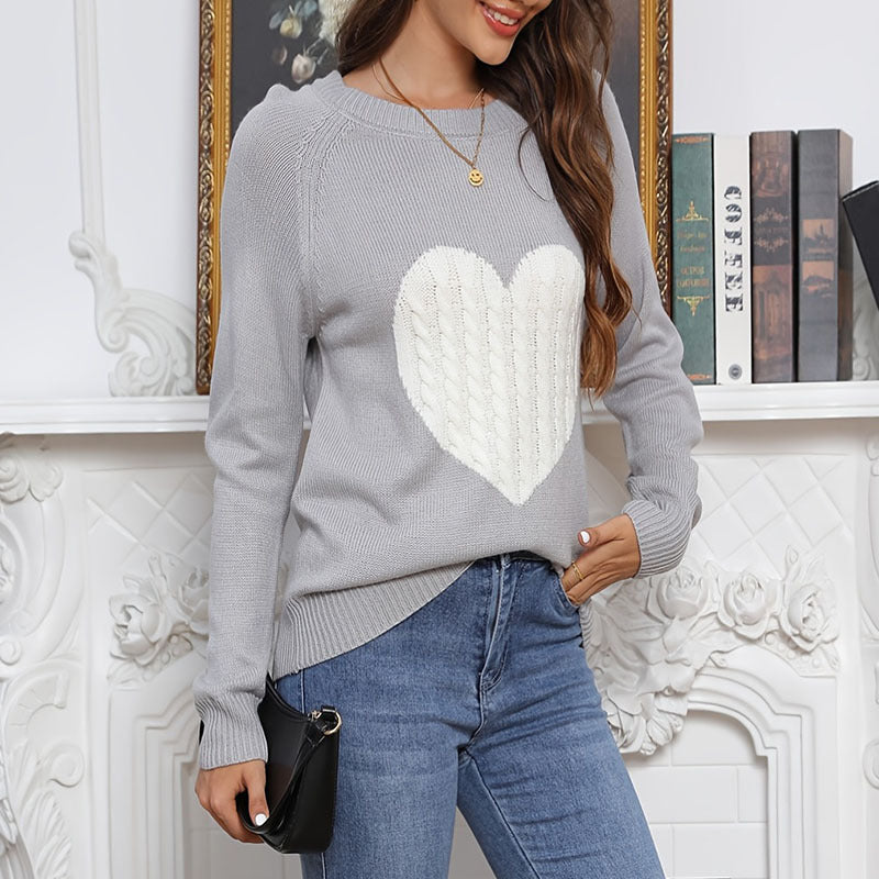 Damen legerer Pullover mit Herzdesign WW