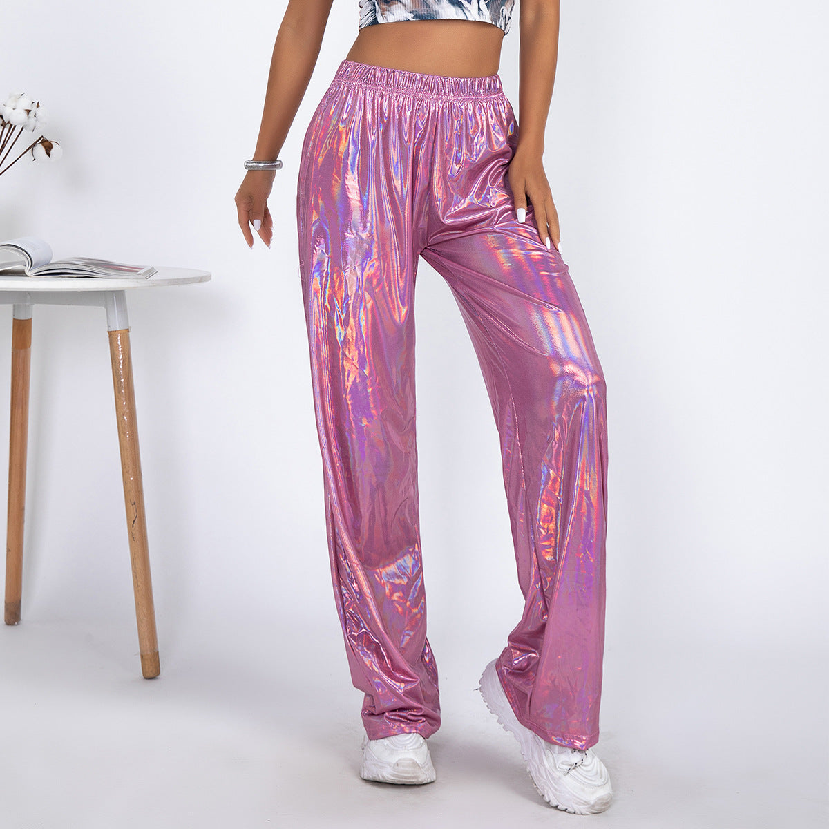 Damen Glamouröse Sporthose im glänzenden Design WW