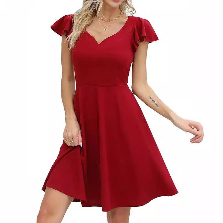 Damen A-Linien Kleid mit Rüschendetails WW