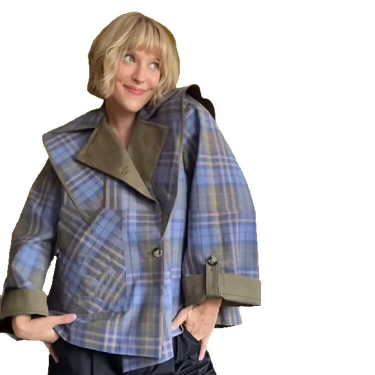 Damen Modische Jacke mit außergewöhnlichem Kragen und einzigartigem Design WW