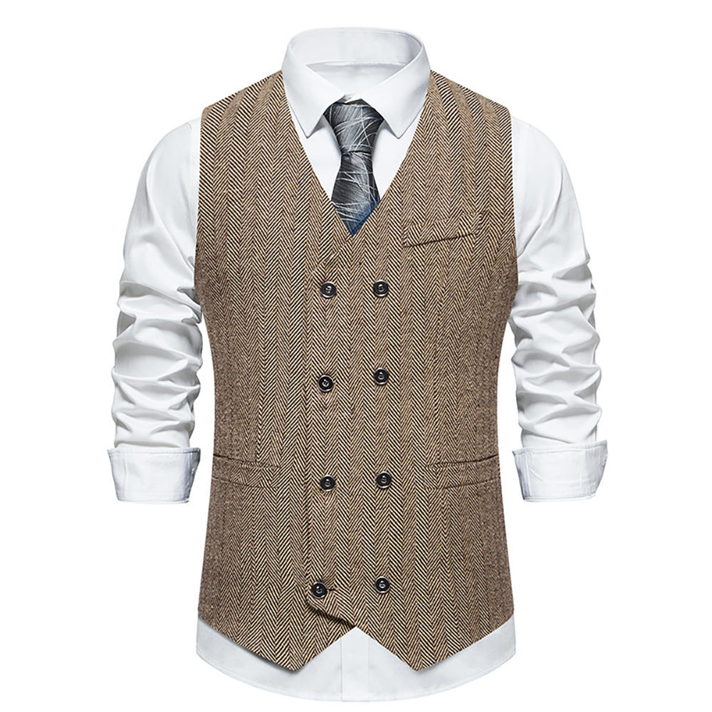 Herren elegante Doppelreiher-Weste im strukturierten Design WW