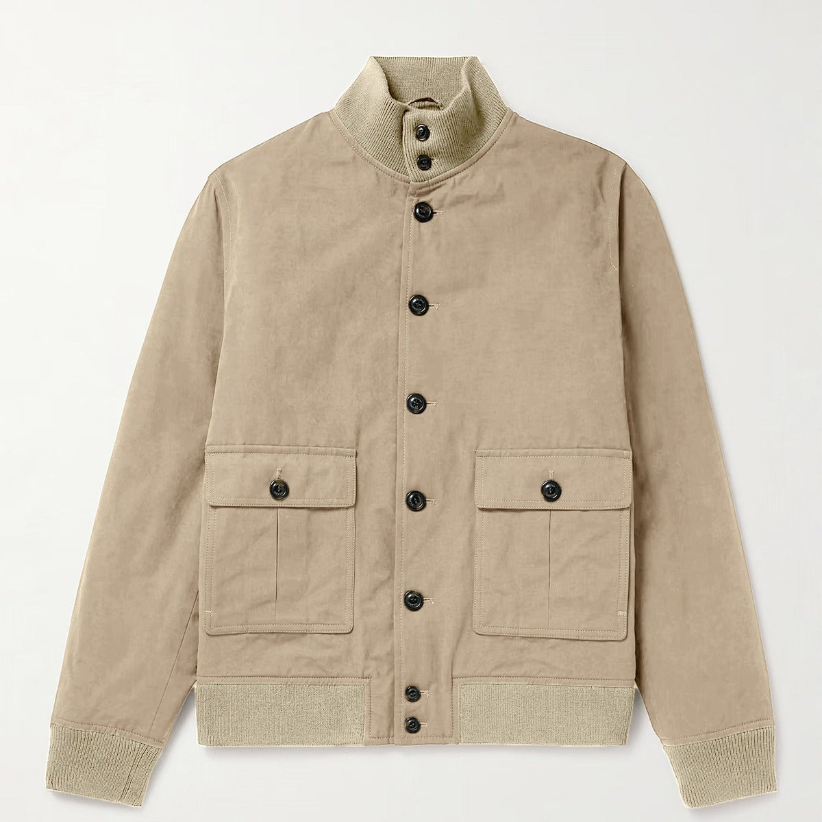 Herren funktionale Utility-Jacke mit hohem Kragen und aufgesetzten Taschen WW