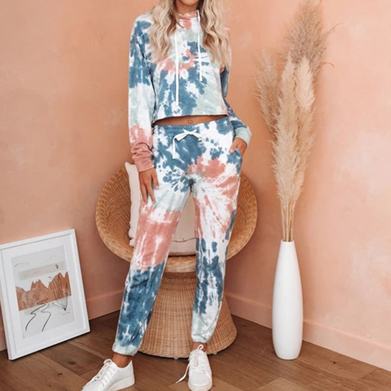 Damen lässiges Cropped Hoodie und Jogginghose Set WW