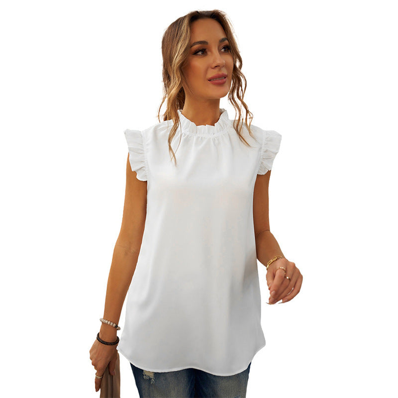Damen elegante Bluse mit Rüschendetails WW