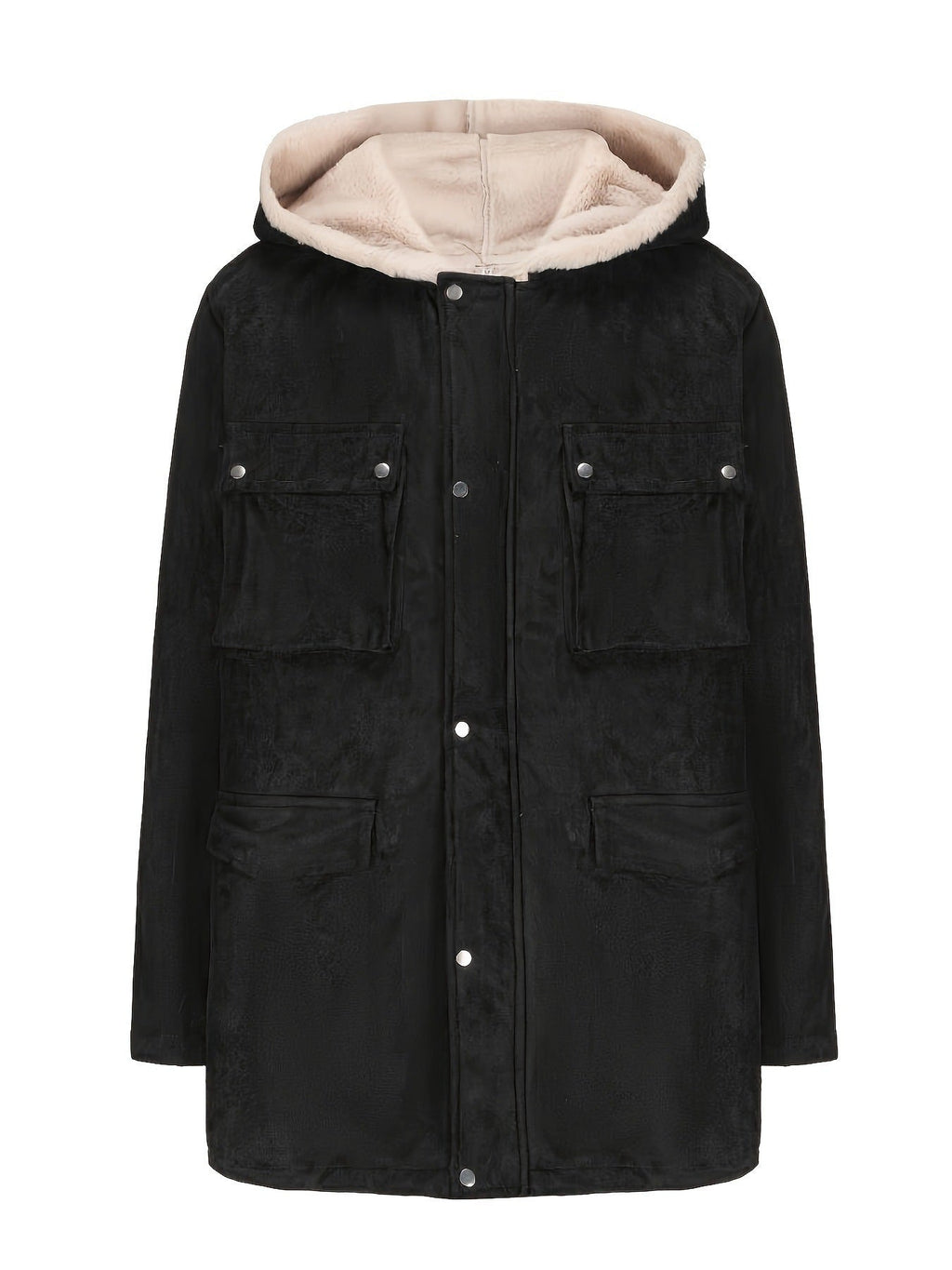 Damen Utility-Jacke mit warmem Teddy-Futter und praktischen Reißverschlusstaschen WW