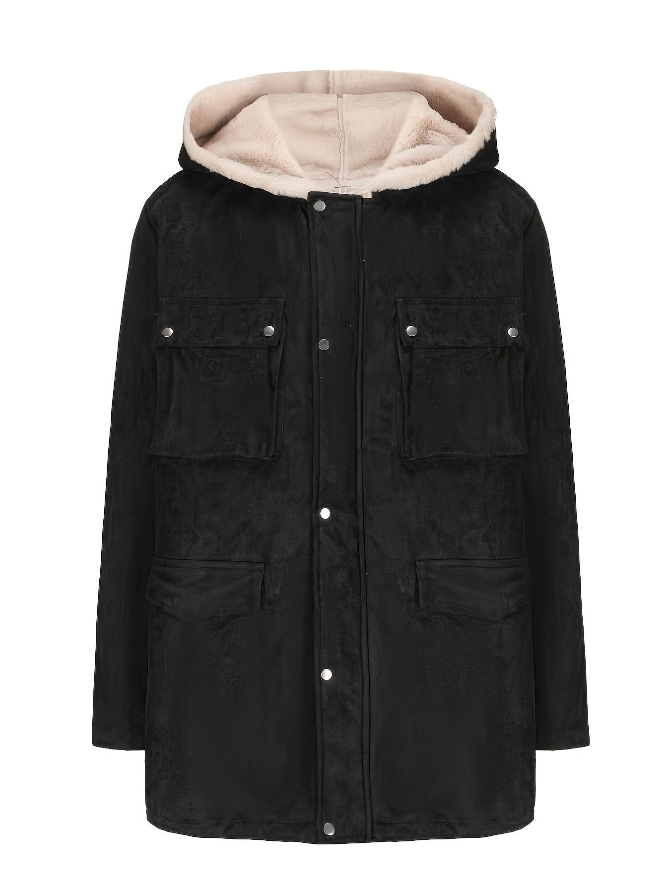 Damen Utility-Jacke mit warmem Teddy-Futter und praktischen Reißverschlusstaschen WW