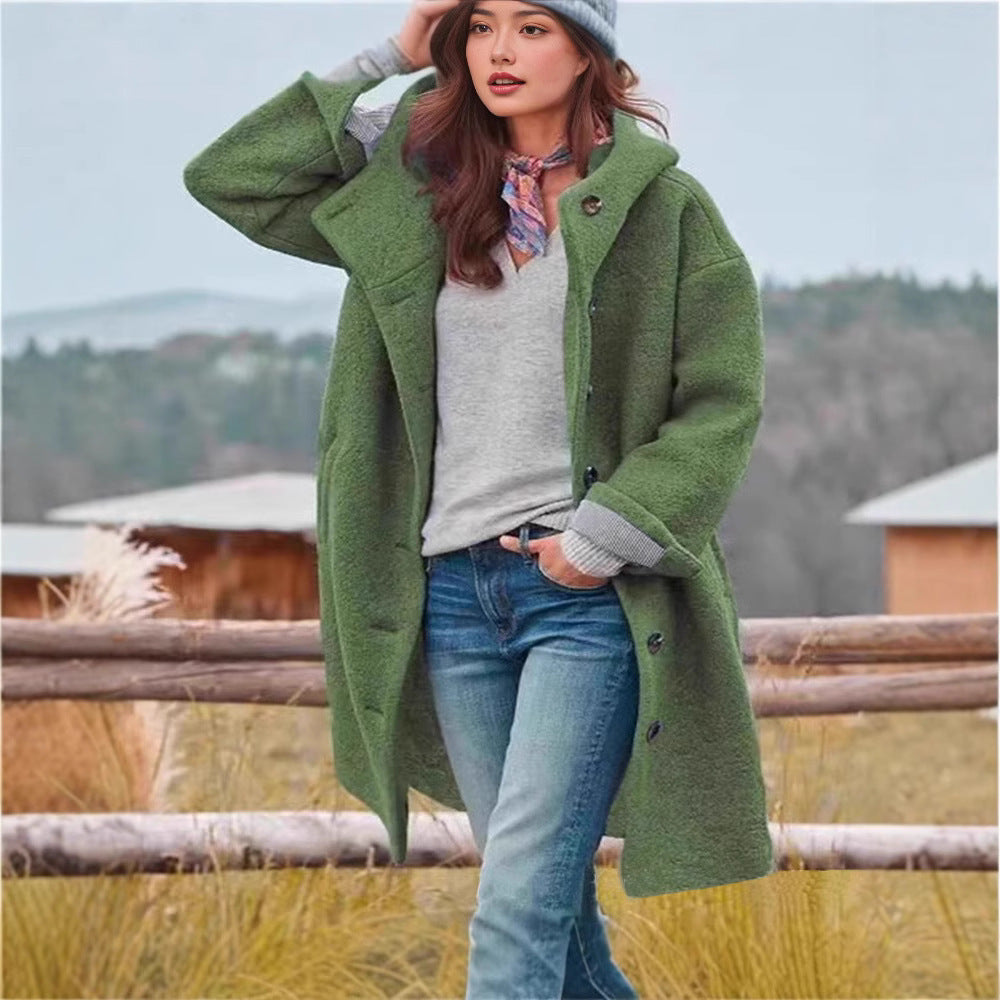Damen Lange Wolle-Mix Jacke mit weichem Innenfutter und praktischen Taschen WW