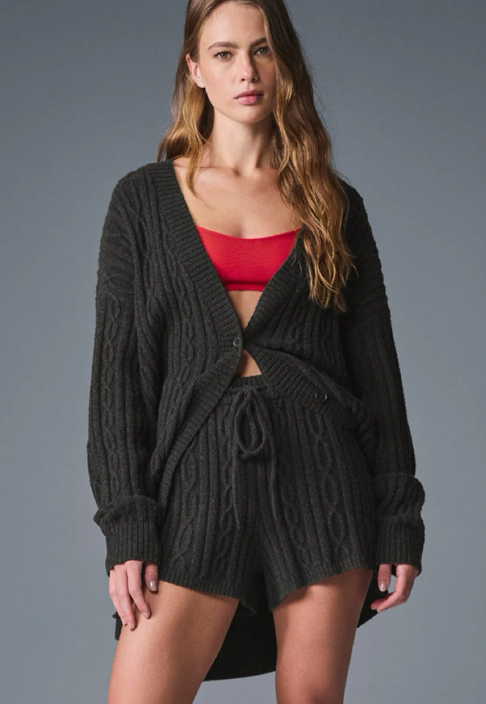 Damen Grobstrick Cardigan mit lässigem Schnitt und weichen Ärmeln WW