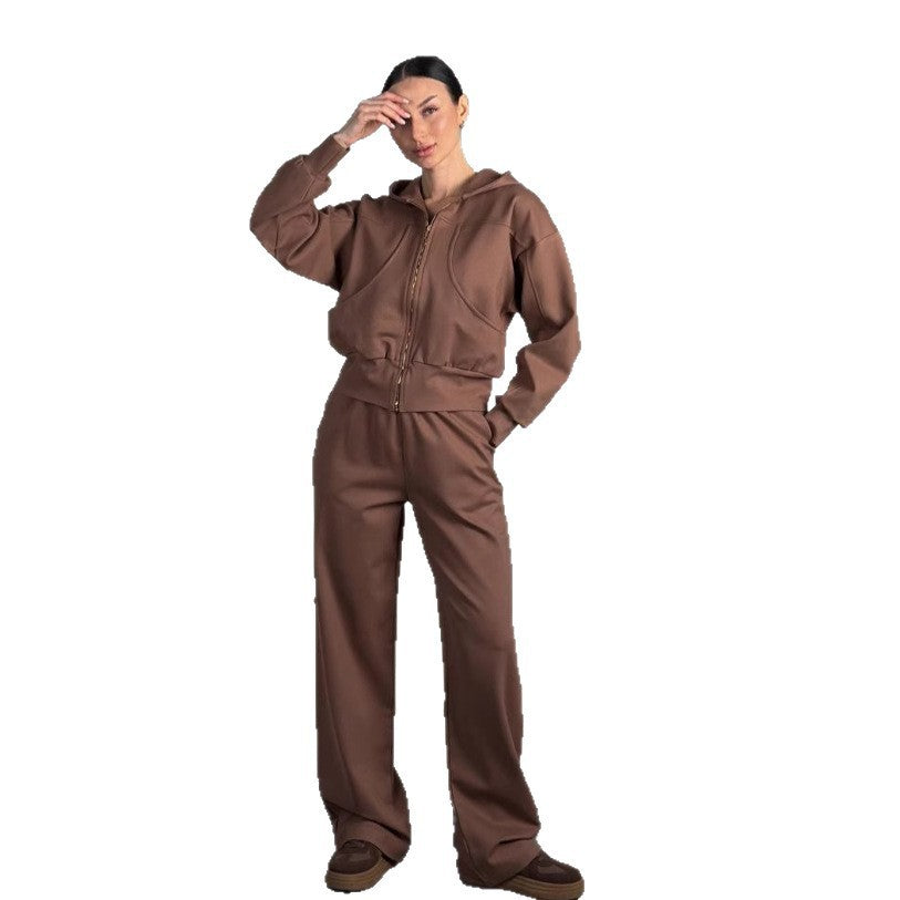 Damen lässige Kapuzenjacke mit hochwertigem Reißverschluss und seitlichen Taschen WW