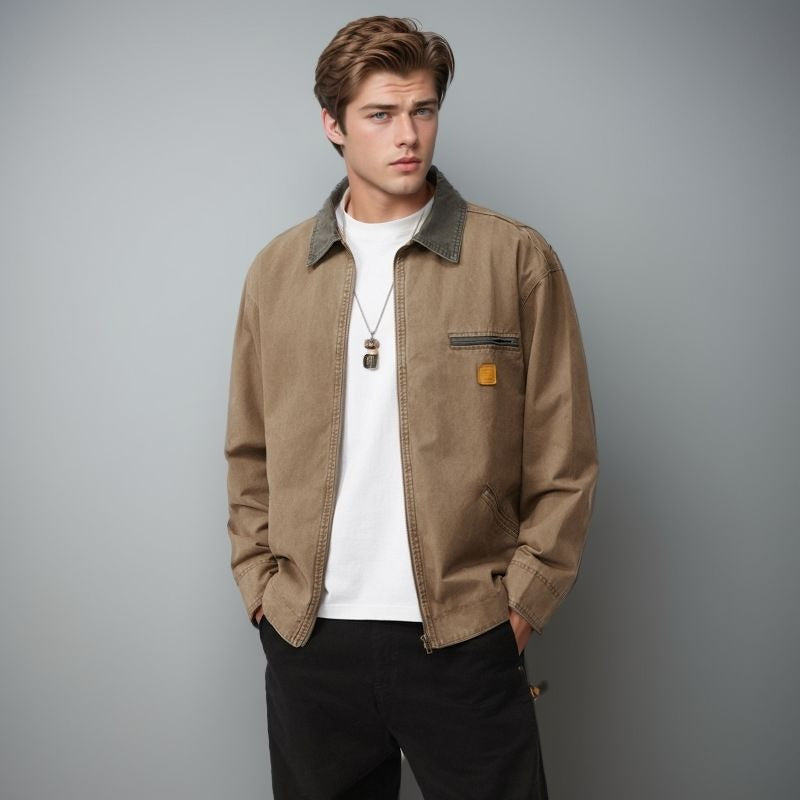 Herren lässige Baumwolljacke mit praktischen Taschen und strukturiertem Kragen WW