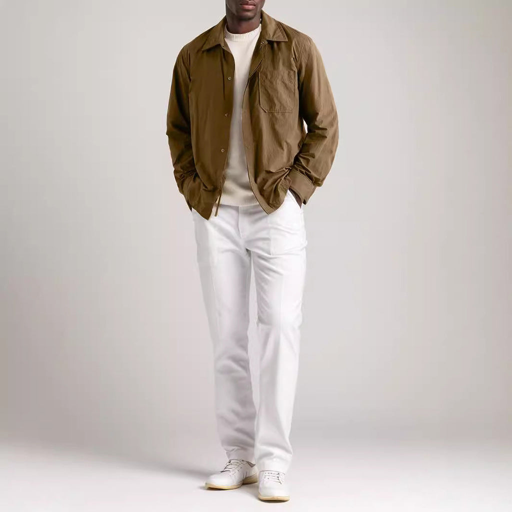 Herren lässige Langarm-Hemdjacke im minimalistischen Design WW