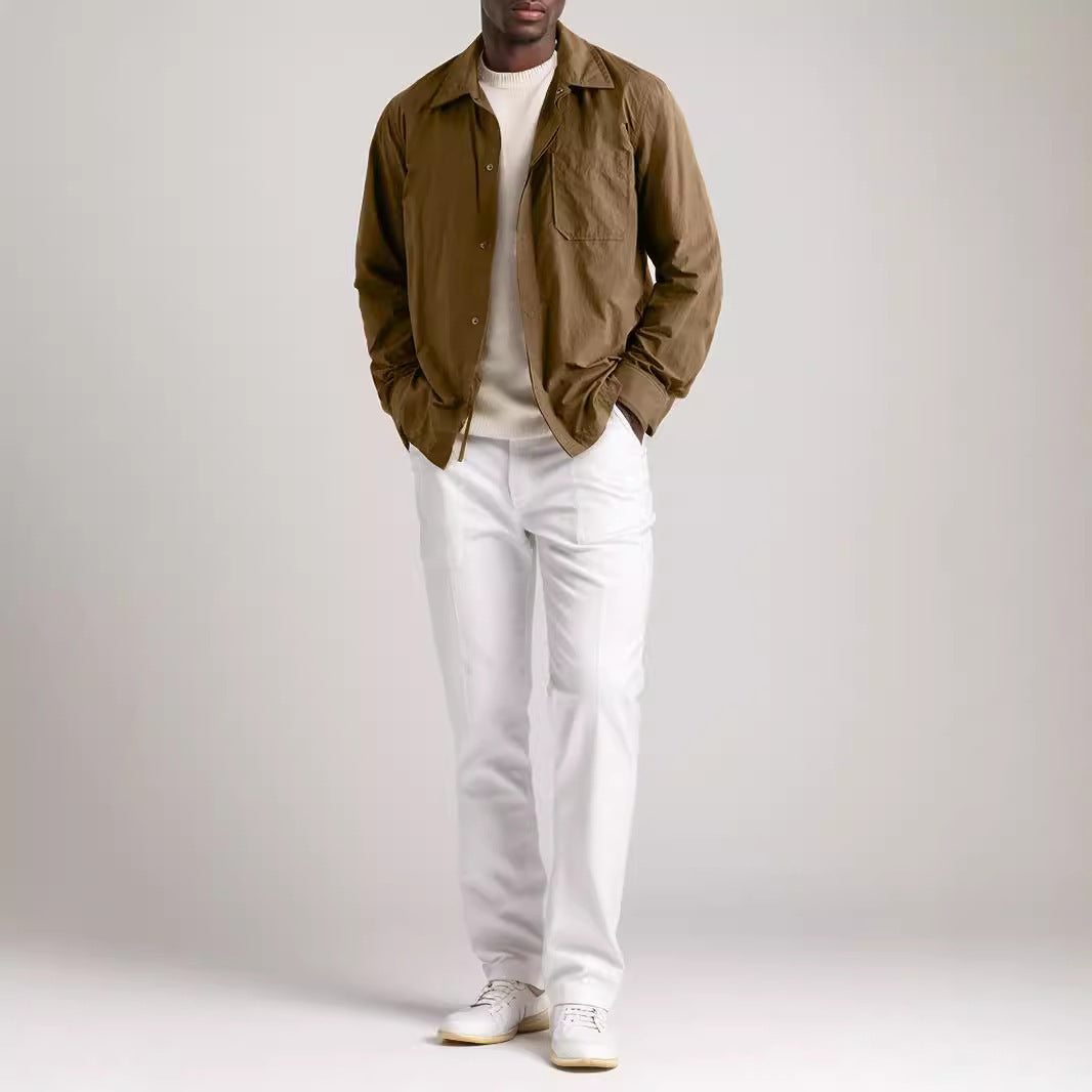 Herren lässige Langarm-Hemdjacke im minimalistischen Design WW