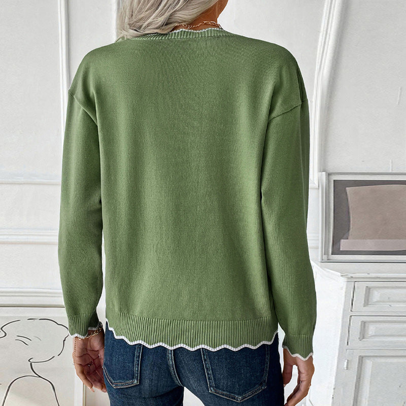 Damen Trendiger Pullover mit dekorativem Reißverschluss und Rüschendetails WW