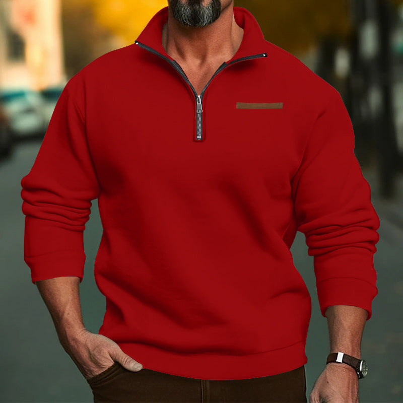 Herren sportlicher Pullover mit halbem Reißverschluss und hochwertigem Stoff WW