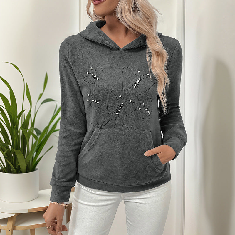 Damen lässiger Kapuzenpullover mit dekorativen Akzenten WW