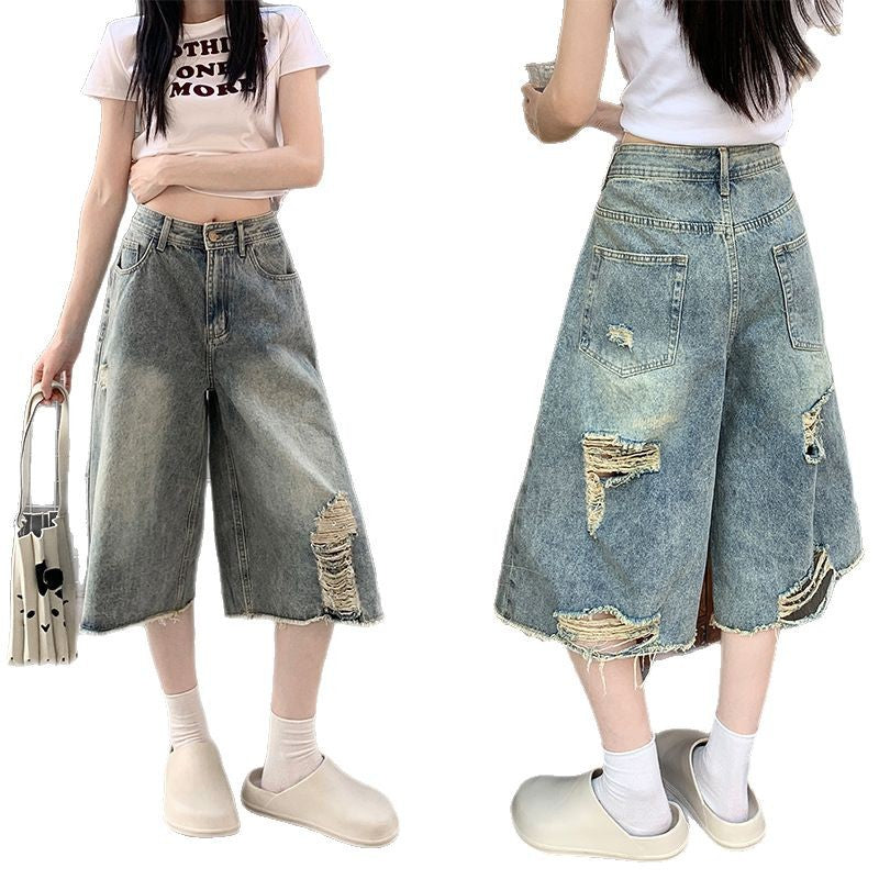 Damen Destroyed Jeans Shorts WW