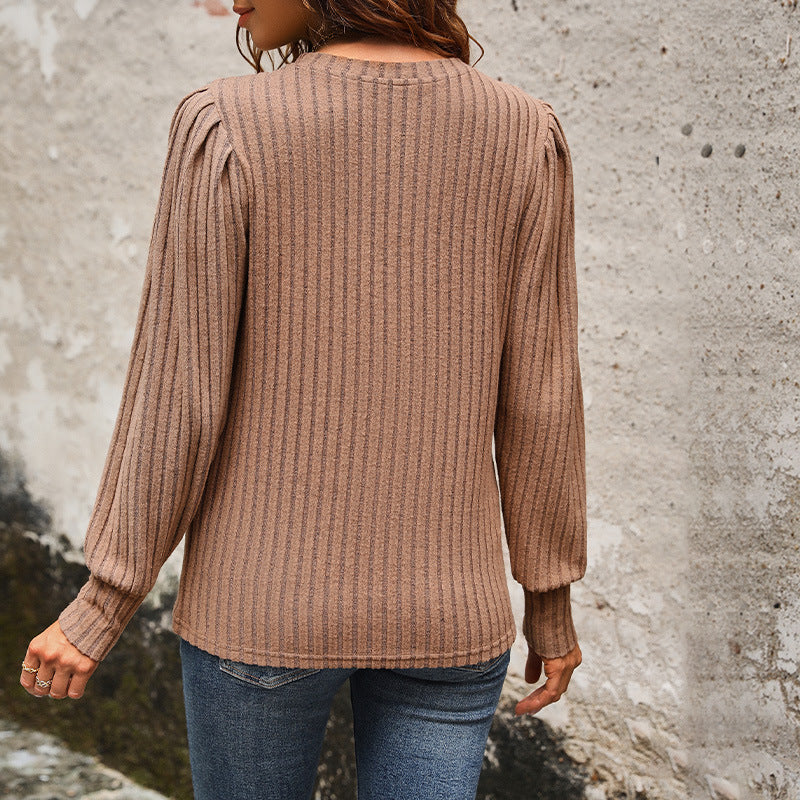 Damen lässiger Pullover mit strukturiertem Design und engen Bündchen WW